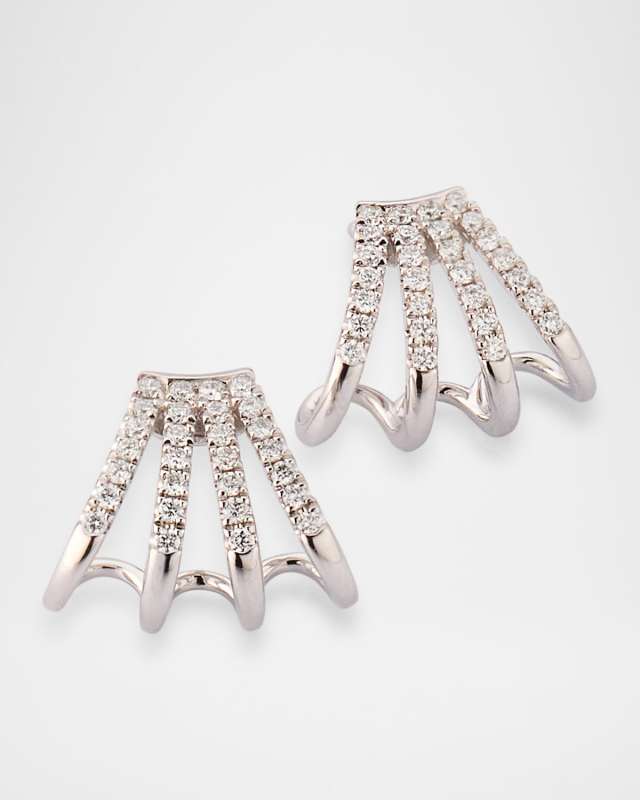 Sparkle 18K White Gold Diamond Cuff Earrings